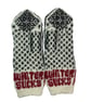 Hand knitted grey cat mittens, grumpy cat hand knit wool , fairisle stranded  - Image 2