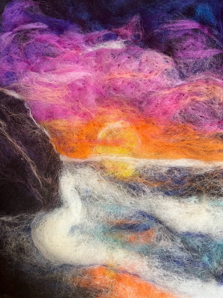 Welsh beach wall art - Handmade, wool needle felt landscape of Pembrokeshire