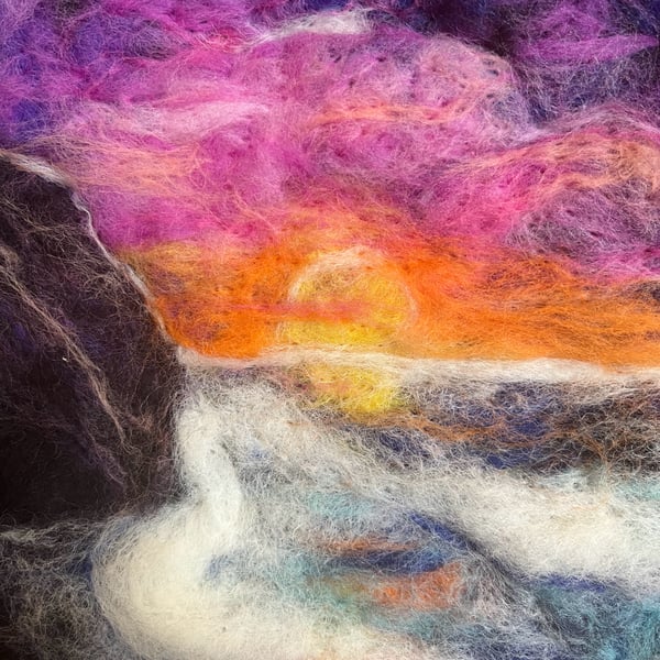 Welsh beach wall art - Handmade, wool needle felt landscape of Pembrokeshire