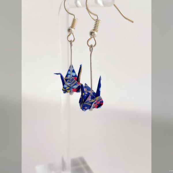 Origami Crane Earrings, Paper Crane Earrings, Paper Bird Earrings, Free UK Post