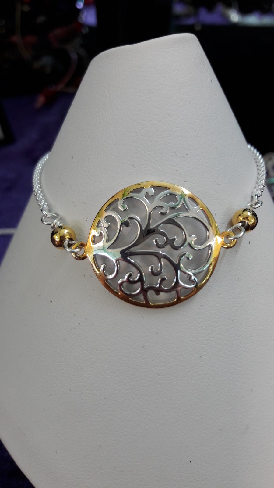 Sterling Silver and Gold-Plated Tree of Life Adjustable Bracelet