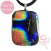 Large Rainbow Stripe Fused Dichroic Glass Pendant