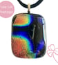 Large Rainbow Fused Dichroic Glass Pendant - Image 1