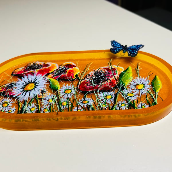 A hand painted and resin layered dish by Andrew Jenkins 