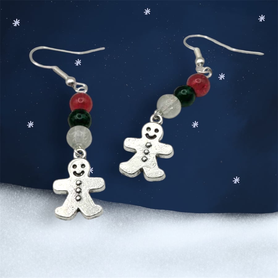 Christmas Gingerbread Man Earrings Cute Festive Jewellery Gift For Her
