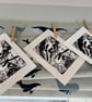 Long Tailed Tits Original Mounted Lino Print - Image 3