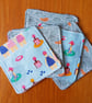 5 bamboo & cotton cleansing  pads in shades of aqua with cotton mesh washing bag - Image 6