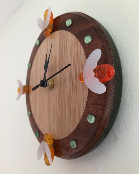 lovely handmade clock with bee feature