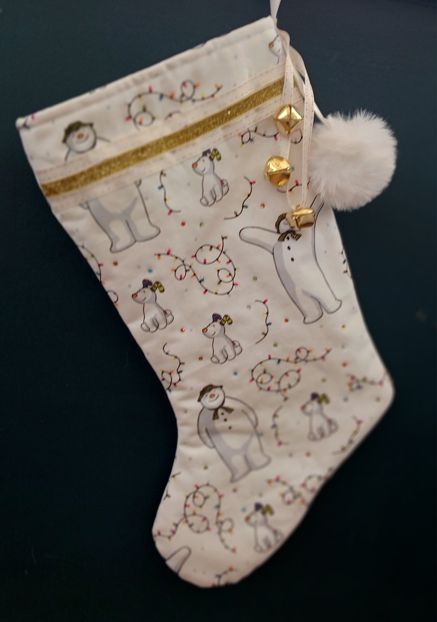 Handmade The snowman themed Christmas stocking
