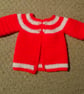 Red and White crochet baby cardigan. Gift for new parents.   - Image 2