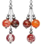 Fire Agate Triple Drop Earrings – Stainless Steel Handmade Earrings - Image 7