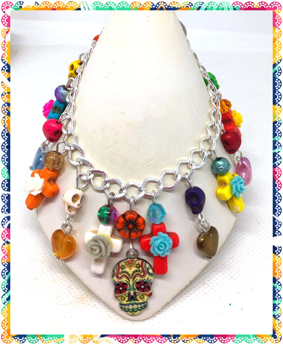 SALE OOAK Day of the Dead charm bracelet