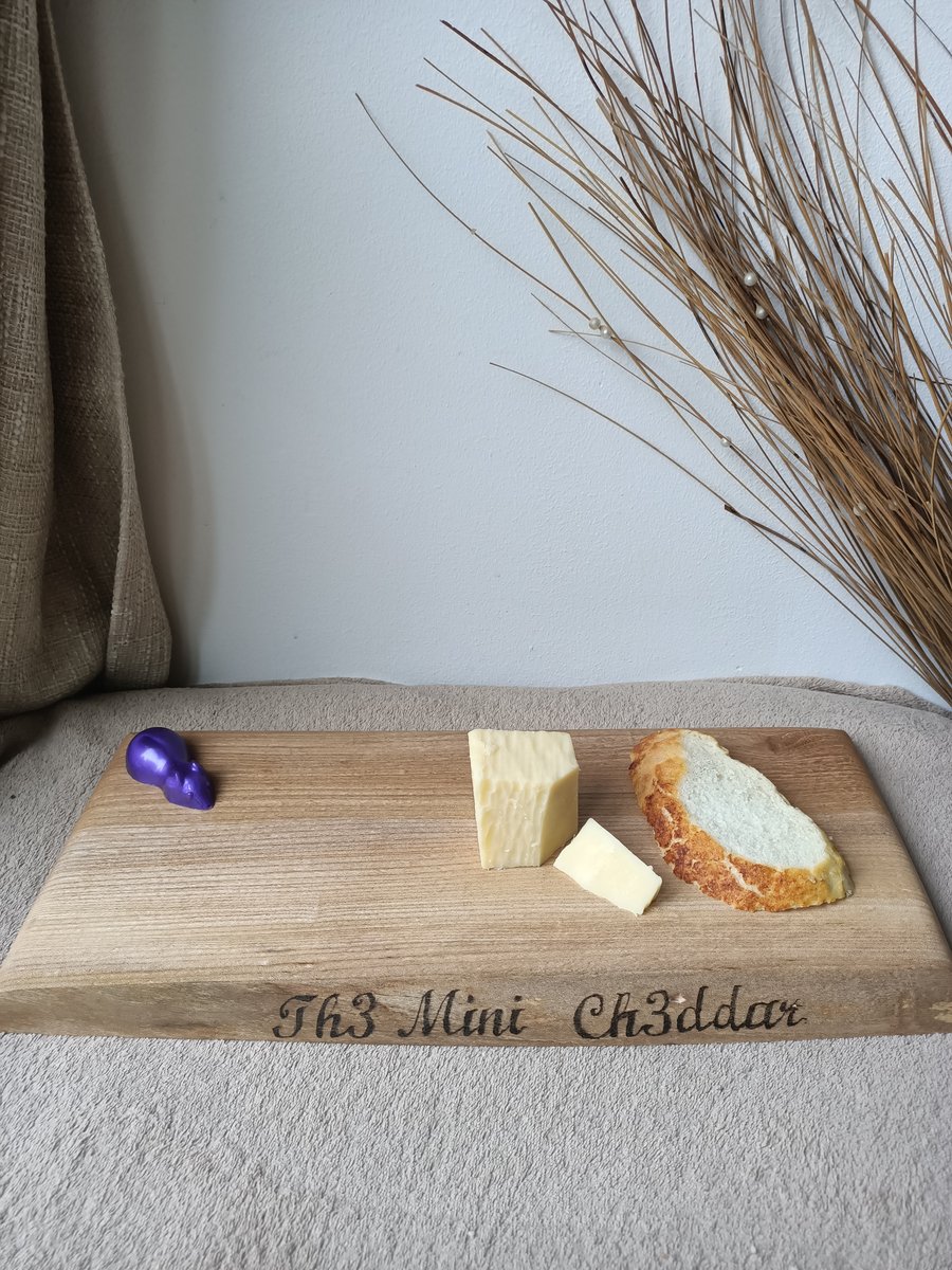 Cheese board wooden cutting Chopping serving board with purple mouse