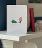 Christmas Card Cards Man Pulling Sledge watercolour style (QM 210) - Image 1