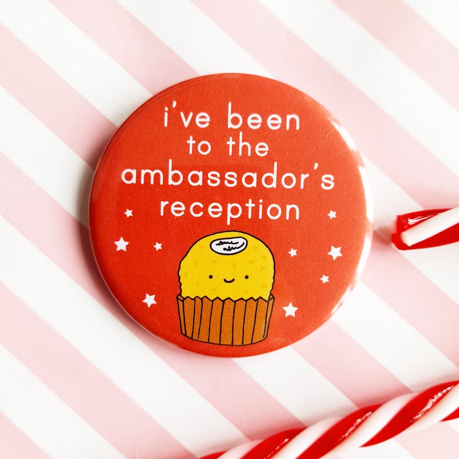 handmade 58mm christmas badge, stocking filler, funny christmas badge