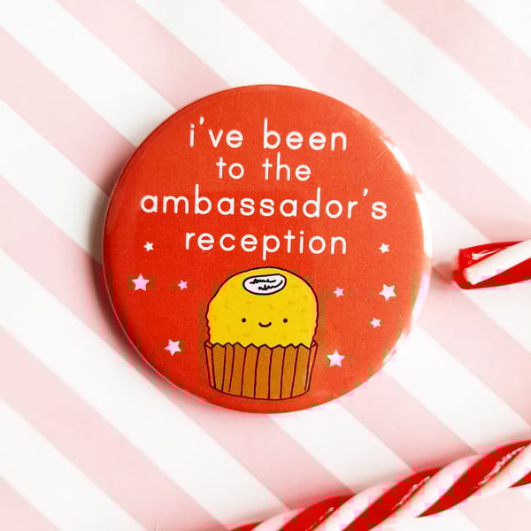 handmade 58mm christmas badge, stocking filler, funny christmas badge