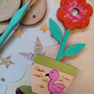 Hand painted Wooden flamingo flowers 