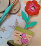Hand painted Wooden flamingo flowers 