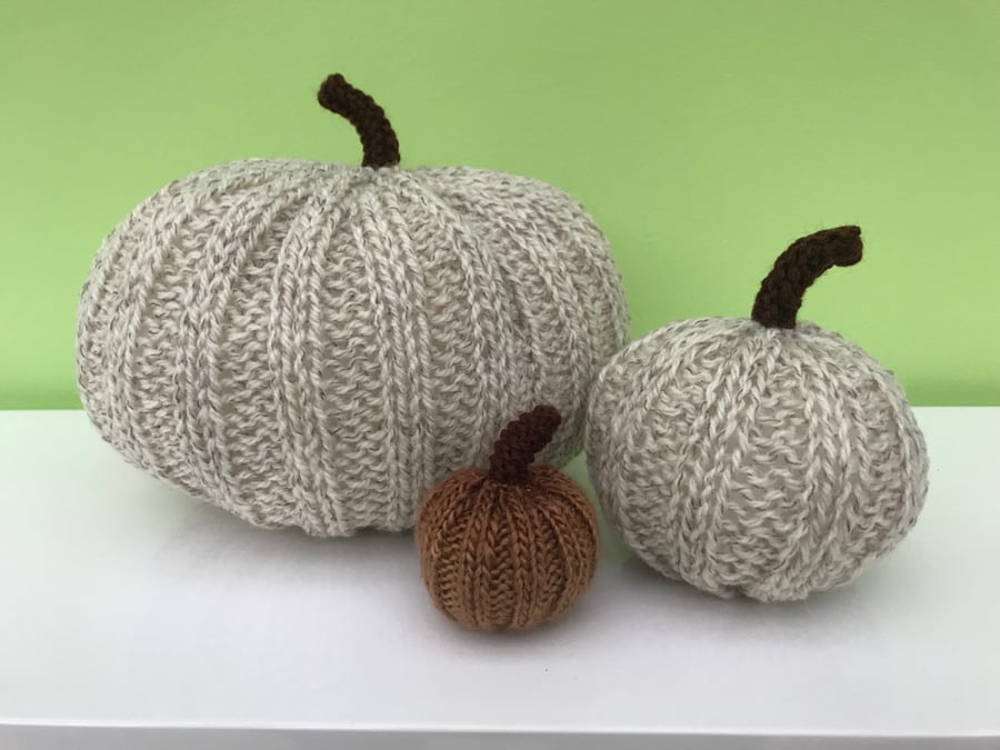 Set of three Hand Knitted Pumpkins