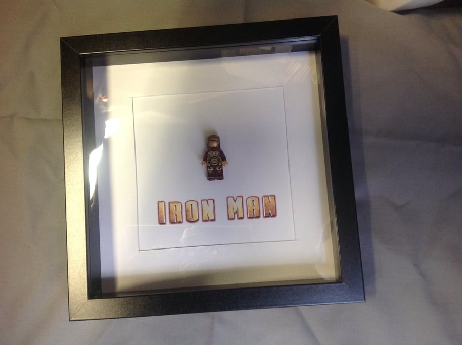FRAMED LEGO IRON MAN FIGURE - QUIRKY ART WORK