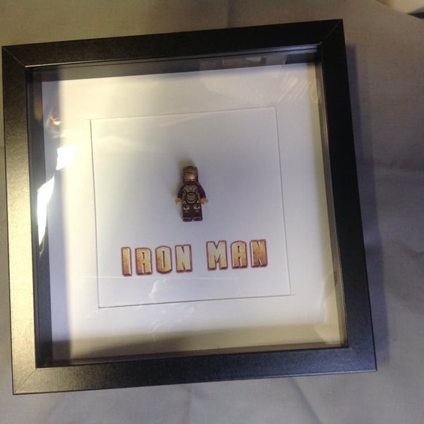 FRAMED LEGO IRON MAN FIGURE - QUIRKY ART WORK