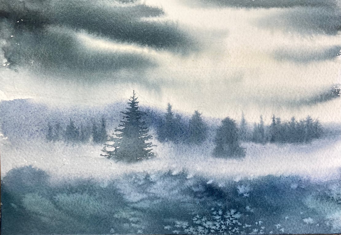 Bergen, Norway (FULLY MOUNTED 12”x 10”Pure Original Watercolour)