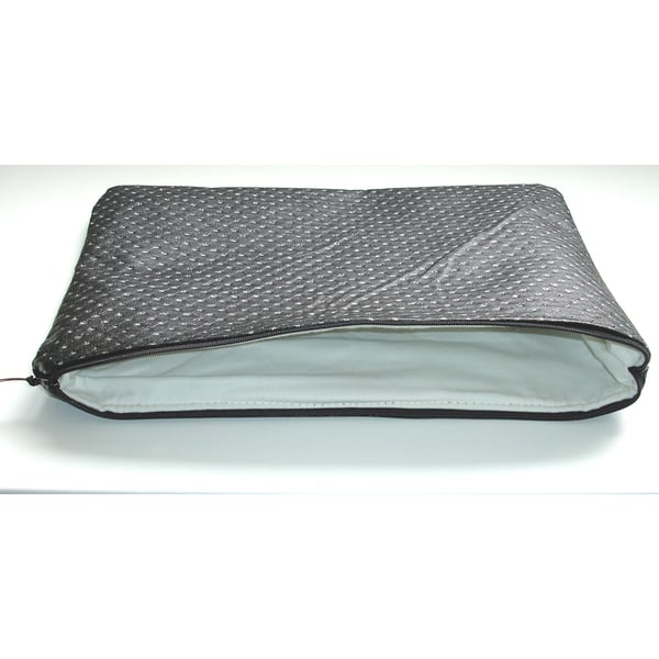 13" Macbook Air Laptop Case Black Faux Leather Leatherette Silver Dots