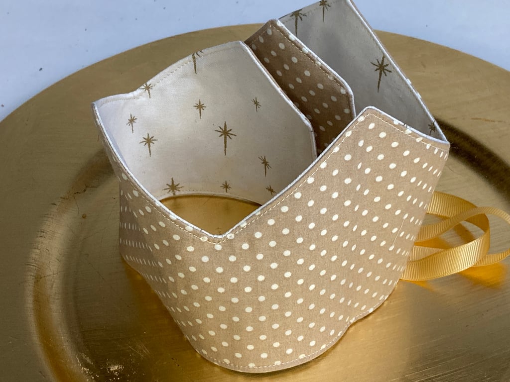 Set of 4 Double sided Christmas or Birthday party crowns with ribbon fastenings 