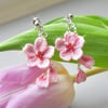 Microcrochet Cherry Blossoms Ear Jacket Stud Earrings 