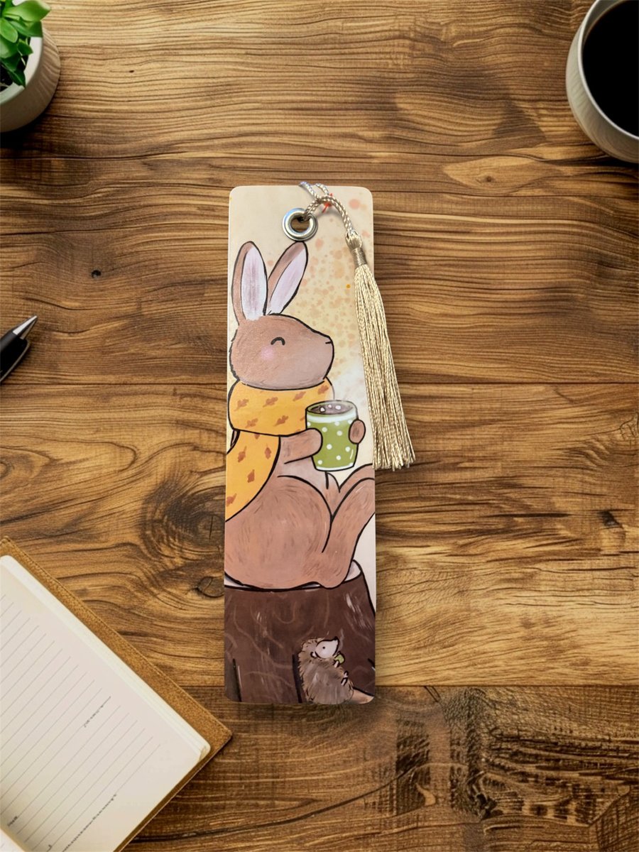 Cosy autumn bunny bookmark