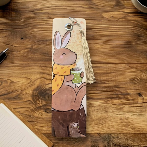 Cosy autumn bunny bookmark