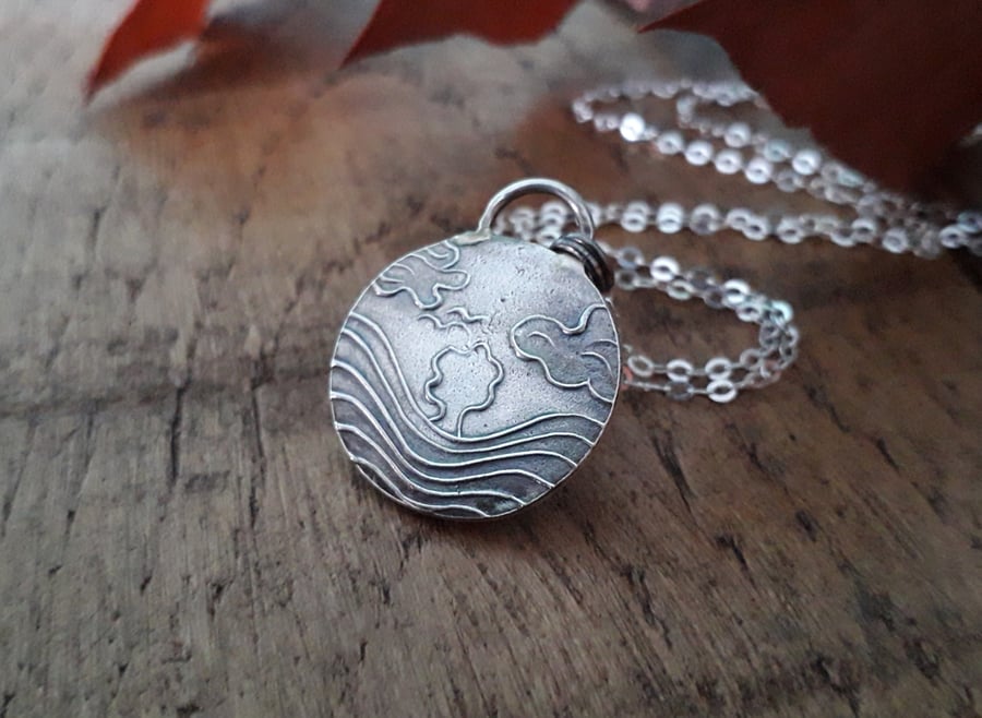 Sycamore Gap Silver Necklace, recycled silver, handmade pendant, robin hood tree