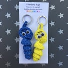 Crochet Friendship Bug Keyring, Sparkly Blue And Yellow, Best Friend Gift