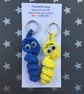 Crochet Friendship Bug Keyring, Sparkly Blue And Yellow, Best Friend Gift