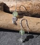 Earrings, Prehnite and hammered silver disc drop earrings, recycled silver, ARC - Image 4