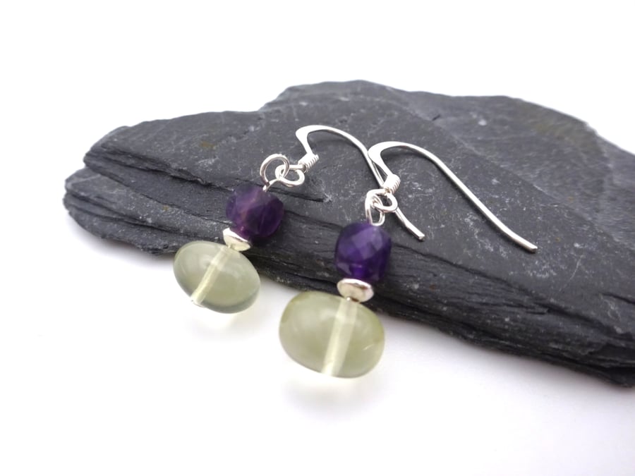 Lemon Quartz and Amethyst earrings