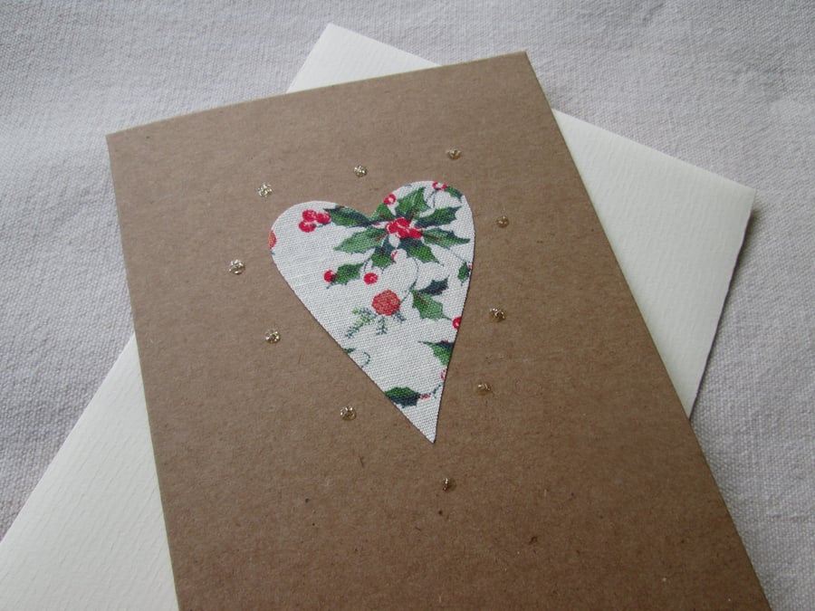 Festive Holly Heart Card