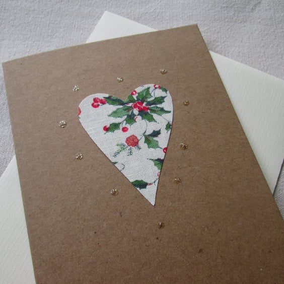 Festive Holly Heart Card