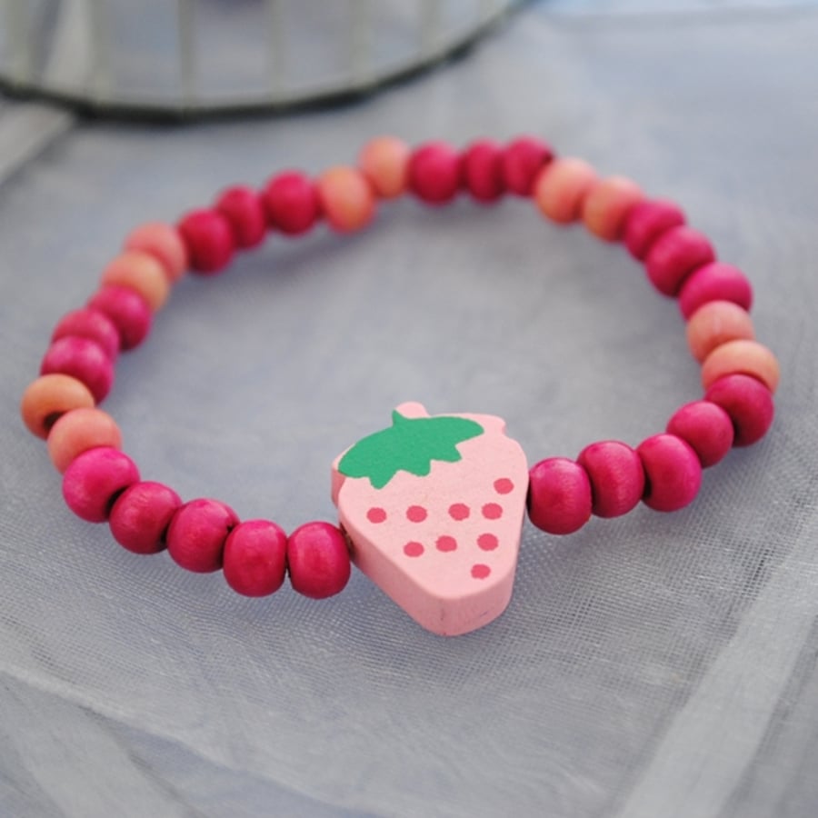 Child-Pink strawberry bracelet