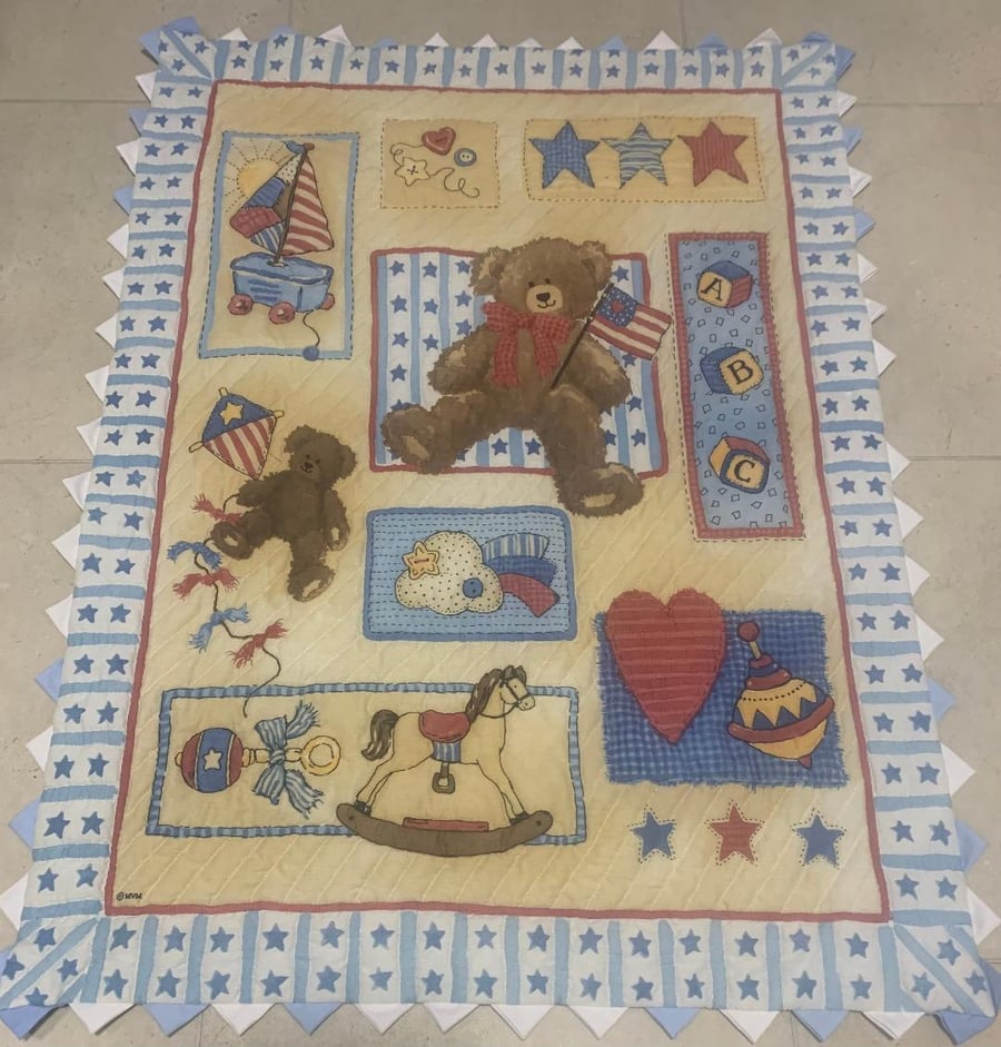 Hand quilted Playtime Baby Quilt or play-mat