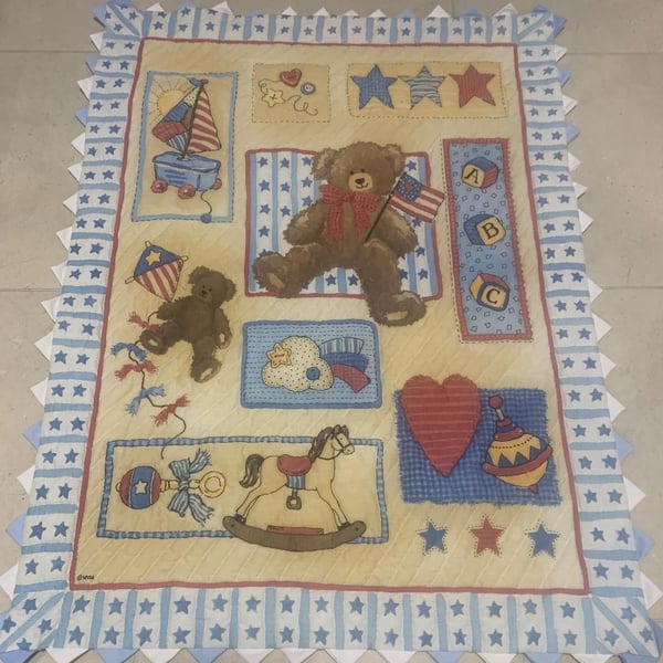 Hand quilted Playtime Baby Quilt or play-mat