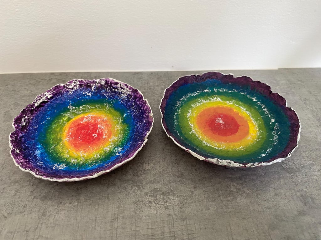 Rainbow Pride Paper Mache Pin Dishes: Eclectic Wabi Sabi Decor