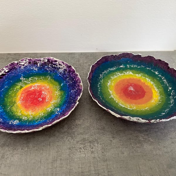 Rainbow Pride Paper Mache Pin Dishes: Eclectic Wabi Sabi Decor