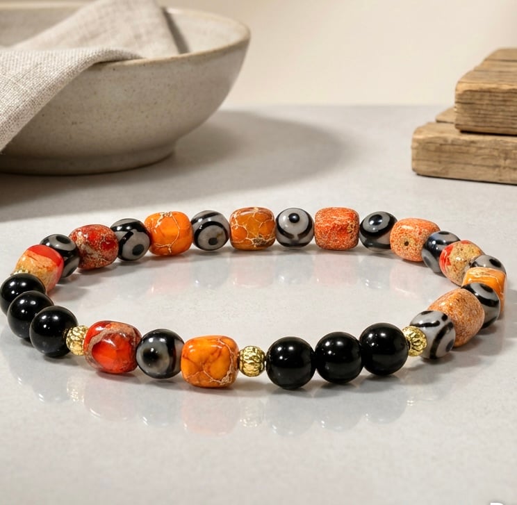 Orange Sea Sediment Jasper stretch Bracelet