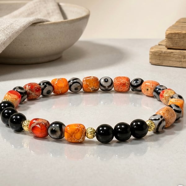 Orange Sea Sediment Jasper stretch Bracelet