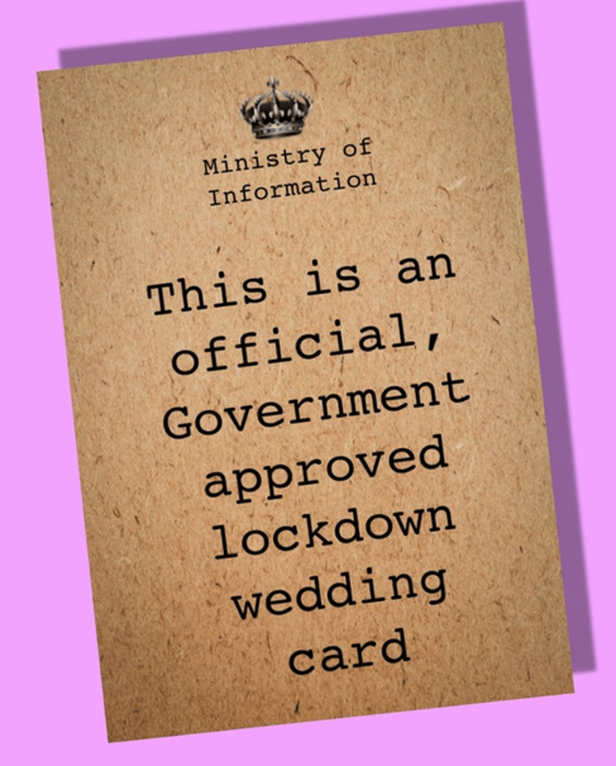 Funny wedding card, Getting married card, Lockdown wedding
