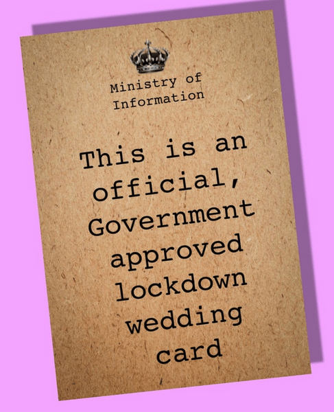 Funny wedding card, Getting married card, Lockdown wedding