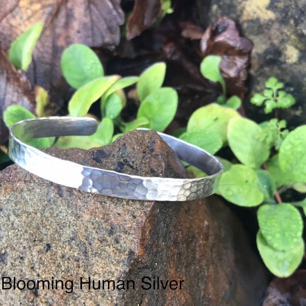 Recycled Sterling Silver 925 Hammered Cuff Bracelet