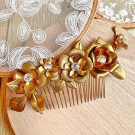 gold bridal hair comb, bride hair comb, bride hair accessories