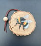 Bumble bee hanging decoration hand-painted wood slice
